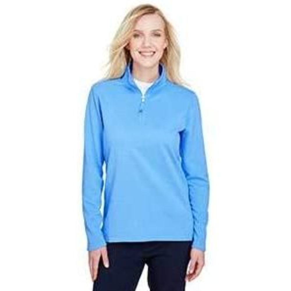 UC792W UltraClub Ladies Coastal Fleece QuarterZip Columbia Blue Heather XS